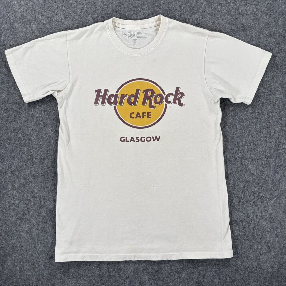 Hard Rock Cafe Glasgow T Shirt Mens Small White Vintage Classic Graphic Tee